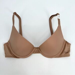 PINK Victorias Secret Bra 32A Praline Beige Wear Everywhere Pushup Underwire NEW